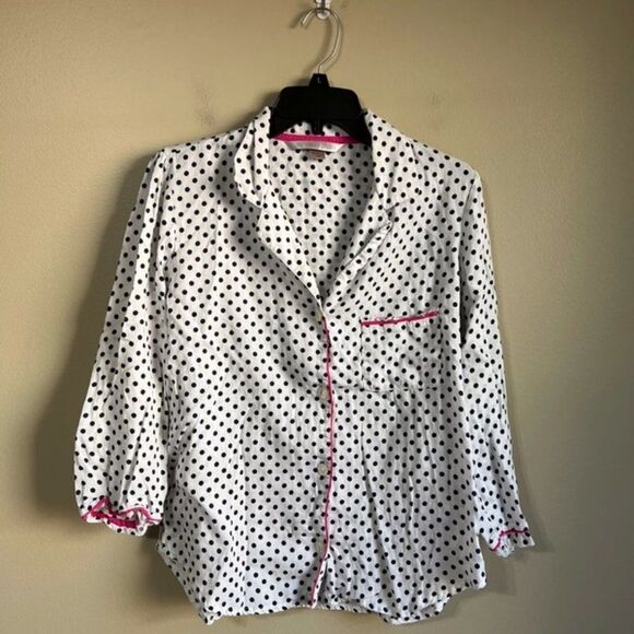 Victoria's Secret navy and white polkadot pajama top medium - Picture 1 of 6